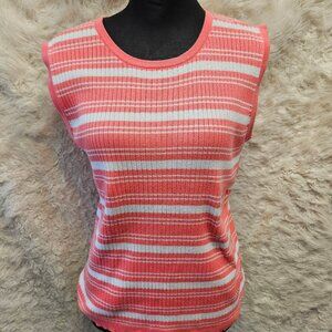 Vintage 90s Tabi Women's Red Strips Knit Tank Top Size M